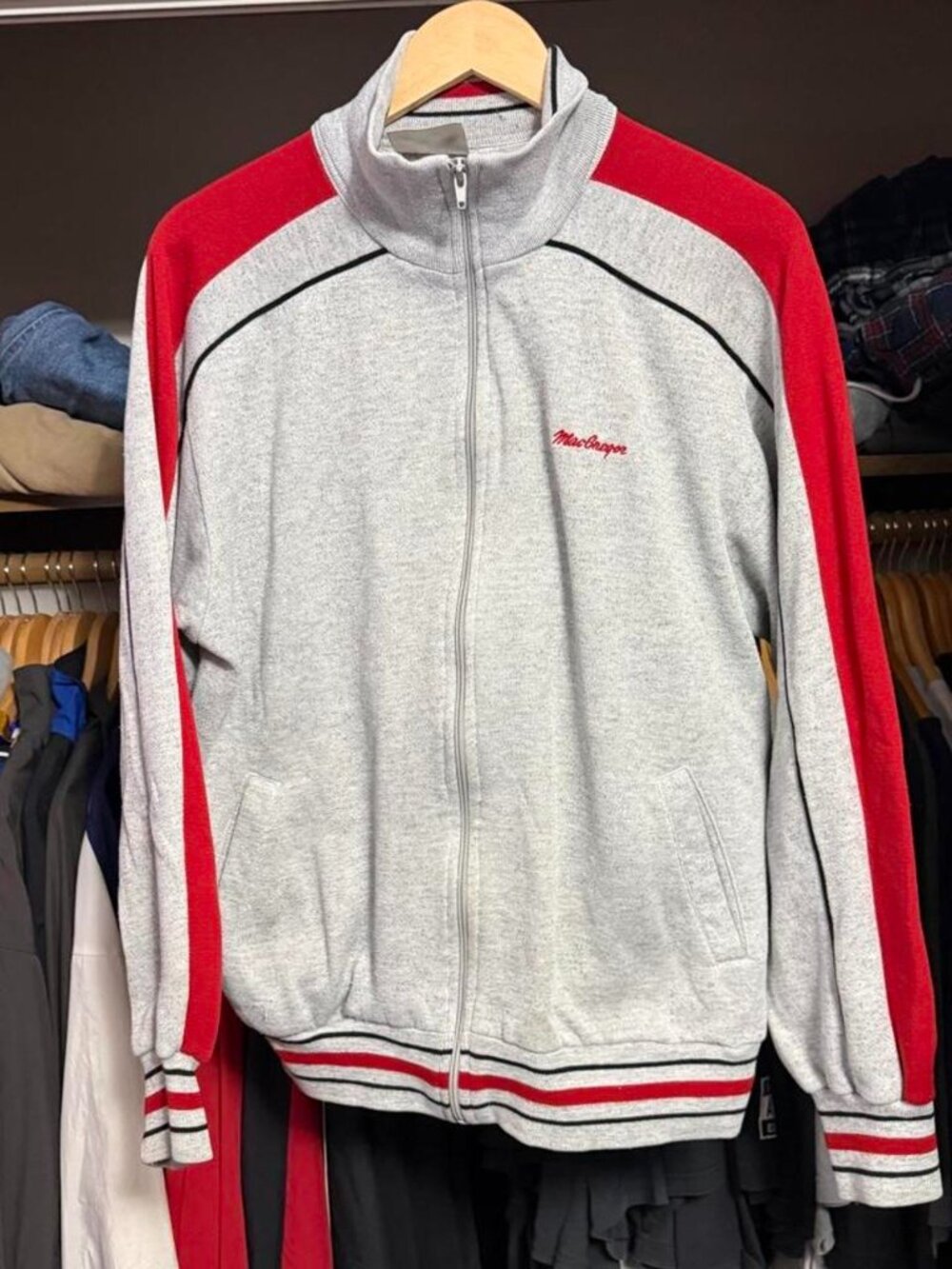 1980s MacGregor Men’s Solid Fleece Full Zip Sweatshirt Pockets Mock Neck XL